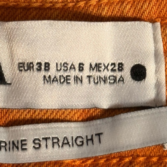 Zara women’s high rise wide leg pants burnt orange denim frayed hem size 6 - Picture 3 of 11